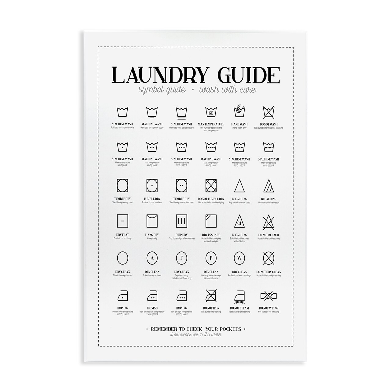 Stupell Industries Laundry Room Minimal Symbols Guide Check Pockets Wall Plaque Design By Andrea Jasid Grassi